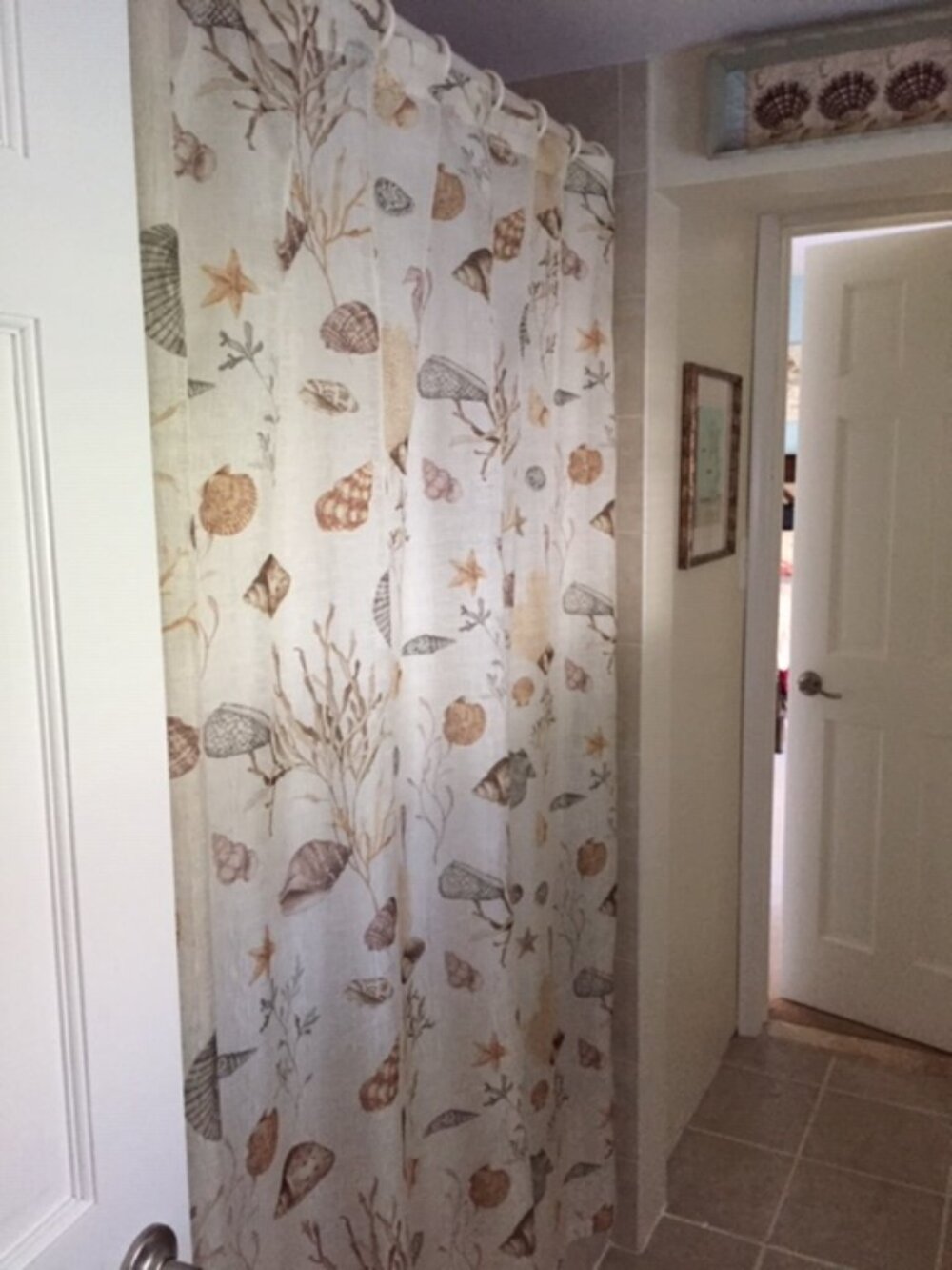 Chapel Hill By Croscill Golden Beige Sheer Shower Curtains (2) Beach Seashells